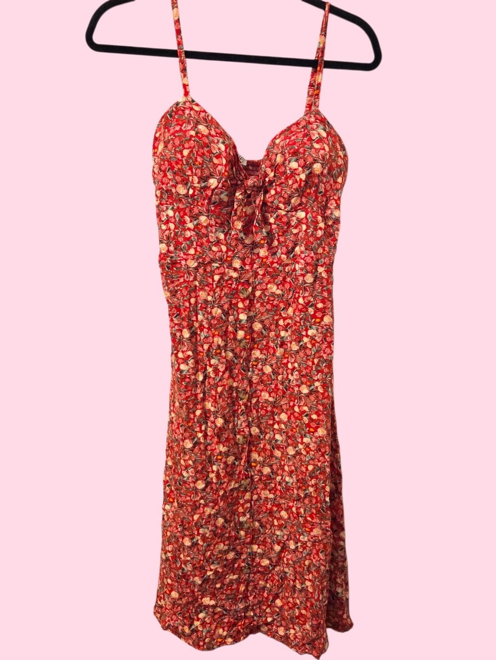 Red Floral Tie-Front Sundress